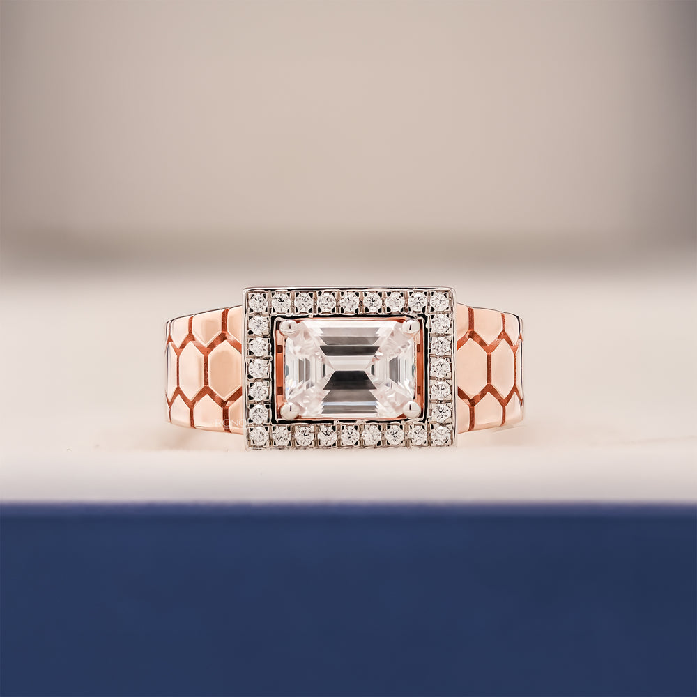 Emerald Halo Men's Ring, Design code: R68