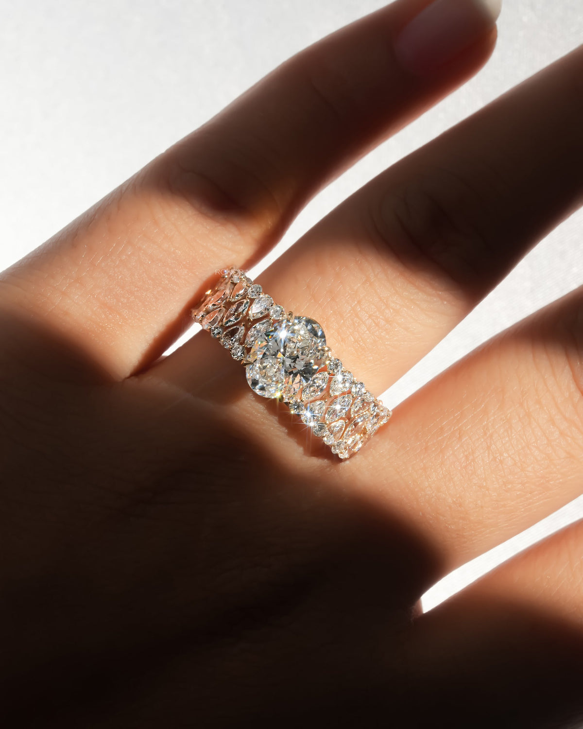 Oval cluster lab grown diamond ring