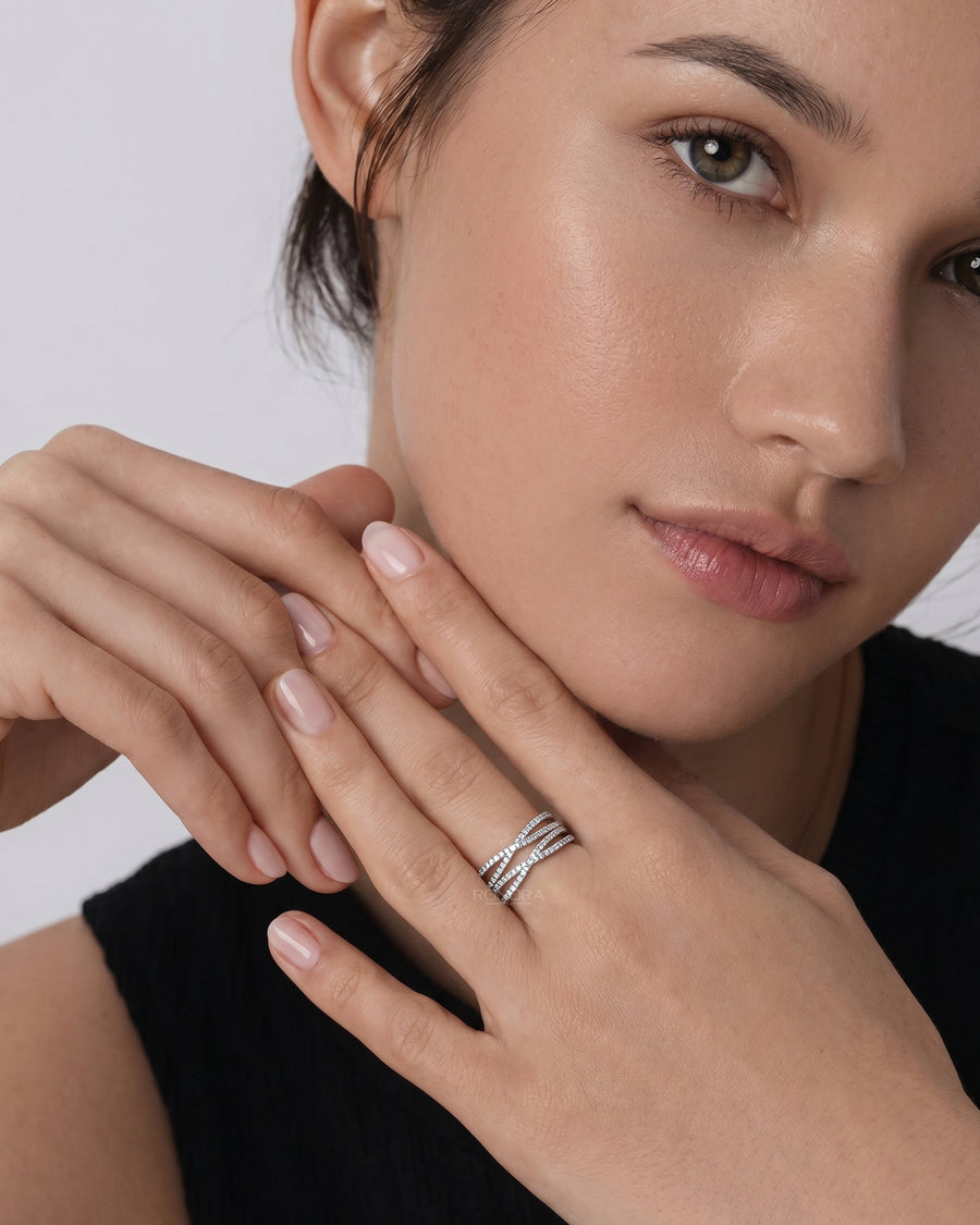 Seraphine Four-Band Lab Grown Diamond Pavé Ring
