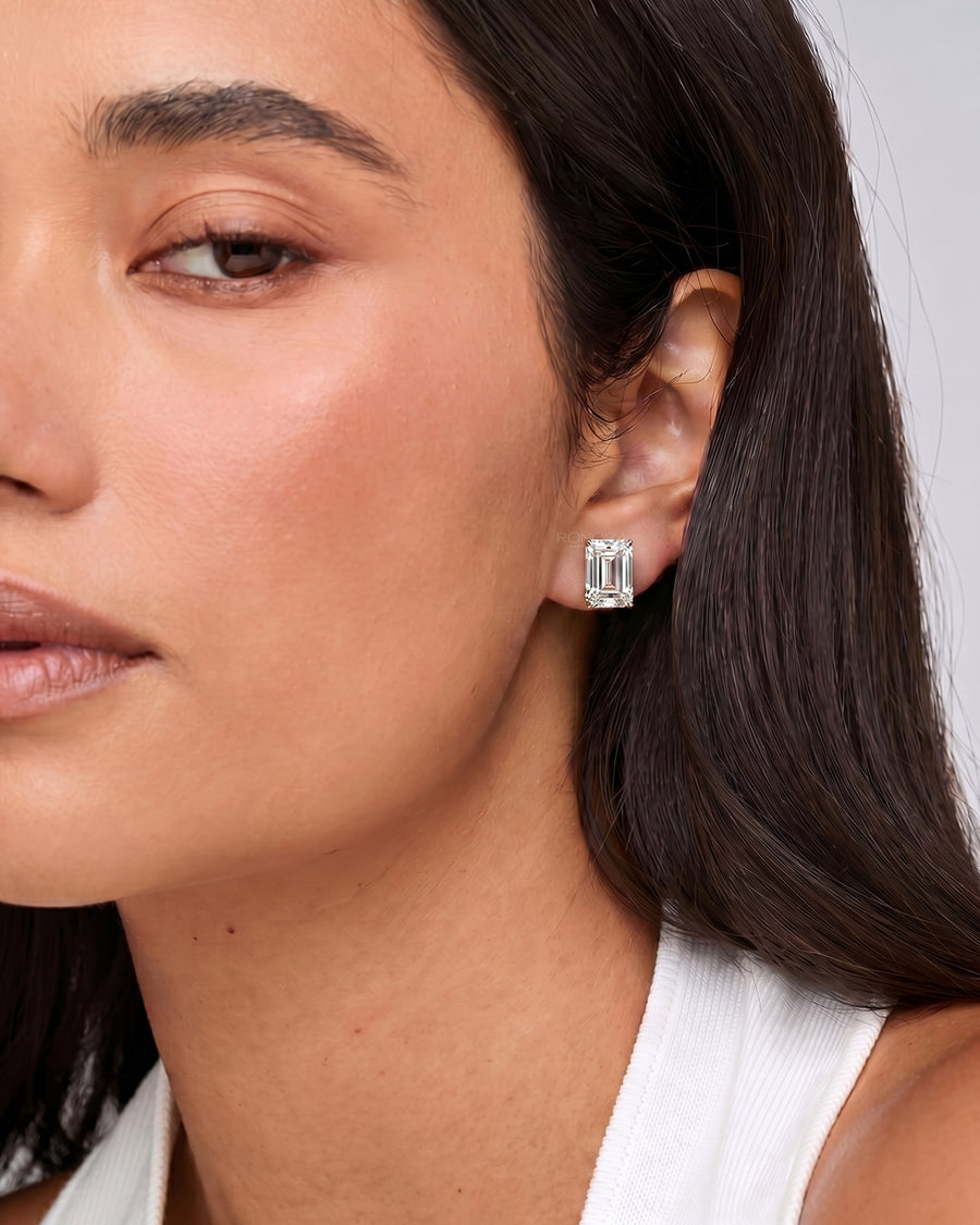 Elise Emerald Lab Grown Diamond Stud Earrings