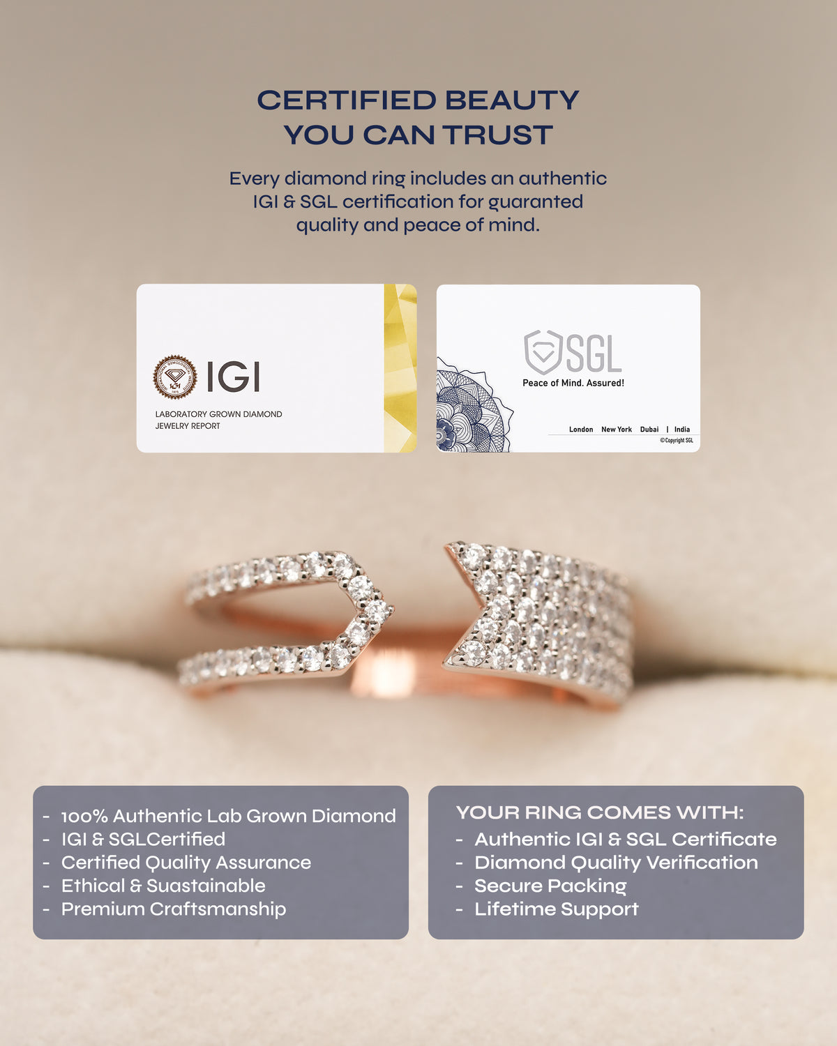 Open Pave Lab Grown Diamond Statement Ring | 14K Gold