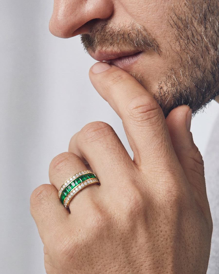 Emerelle Green Lab Grown Diamond Channel Band