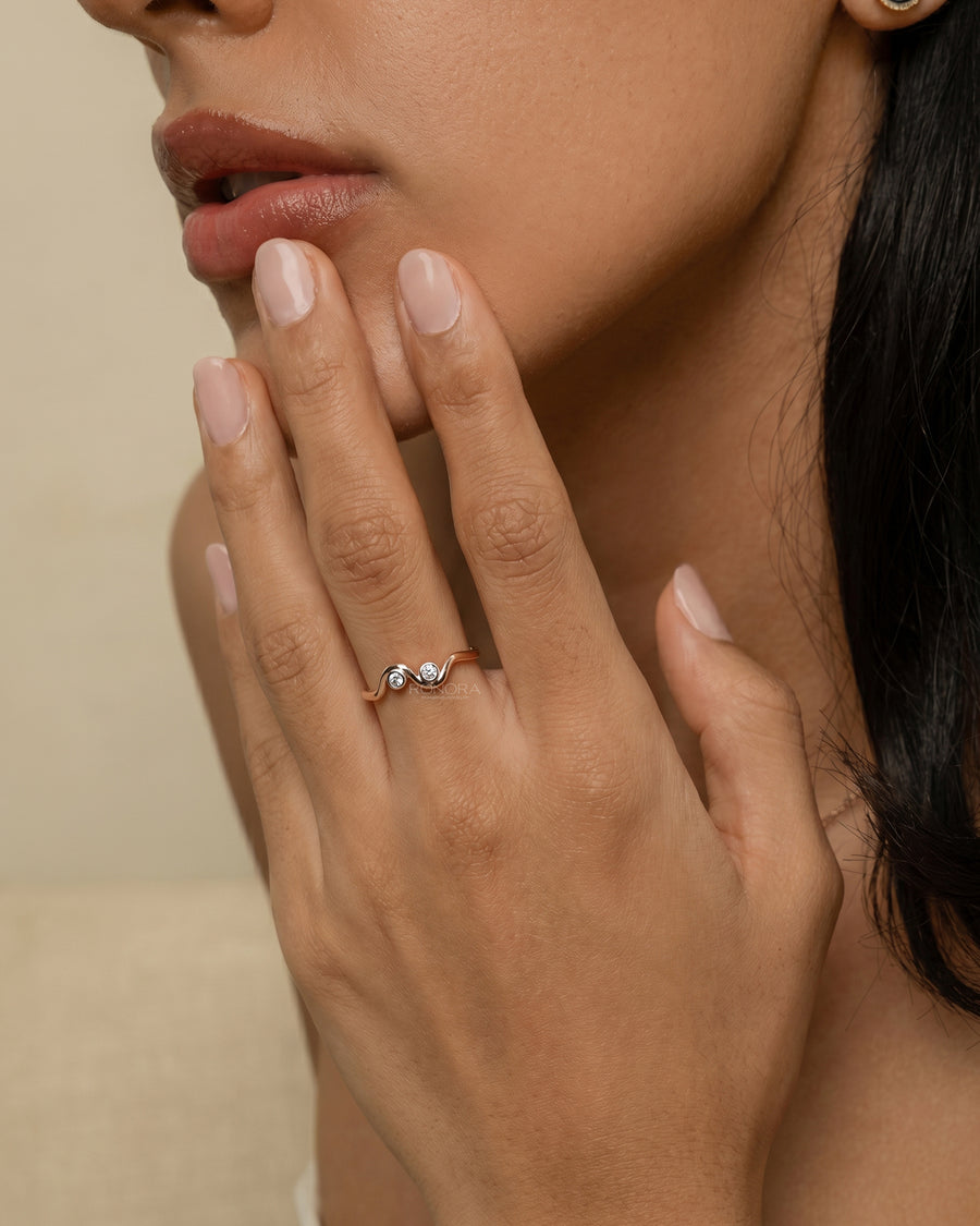 Liora Two-Stone Lab Grown Diamond Wave Ring
