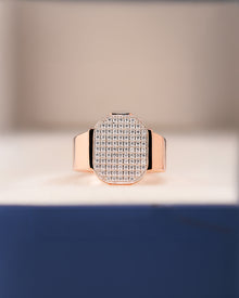 Bastien square lab grown diamond pavé signet ring in rose gold inside Ronora box