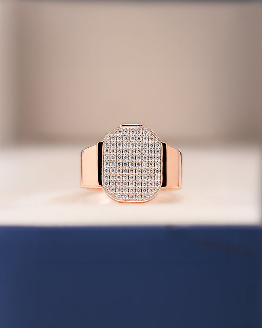 Bastien square lab grown diamond pavé signet ring in rose gold inside Ronora box