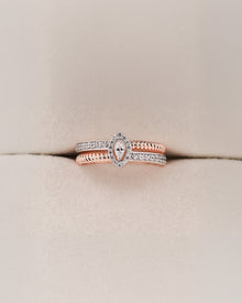 Maris marquise lab grown diamond double pavé ring in rose gold inside Ronora box