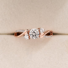 Eloise round lab grown diamond bypass ring in rose gold inside Ronora box