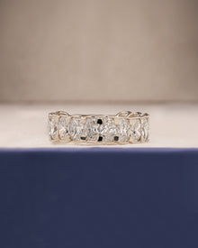 Anika oval lab grown diamond eternity band in white gold inside Ronora box