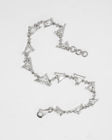 Multi shape lab grown diamond bracelet laid flat showing kite and trillion links