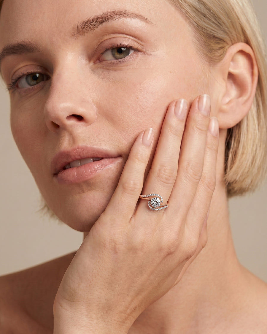Camille Round Lab Grown Diamond Twisted Pavé Ring