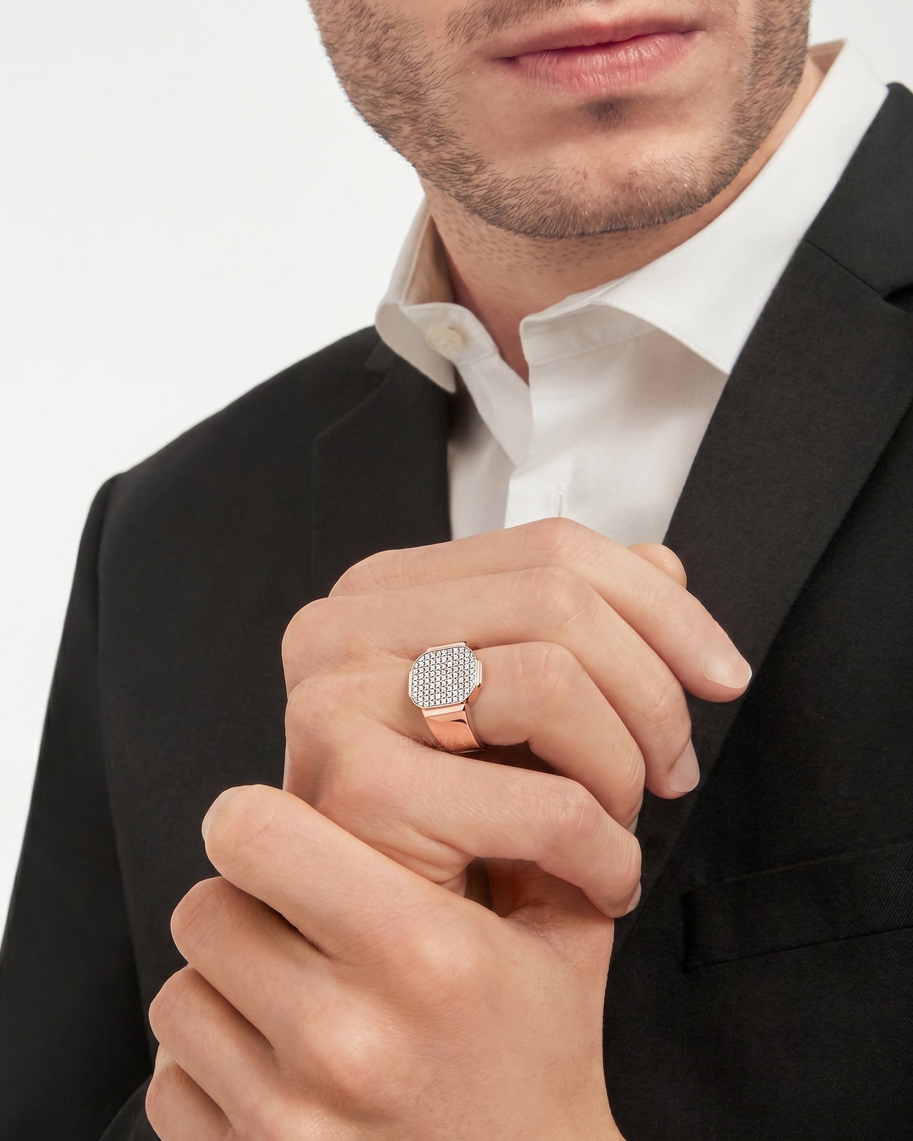 Bastien Square Lab Grown Diamond Pavé Signet Ring