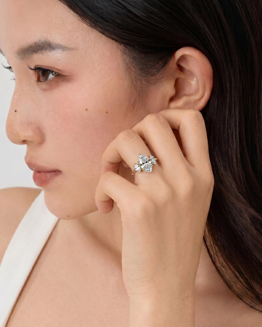 Vivienne Marquise Lab Grown Diamond Three-Stone Ring