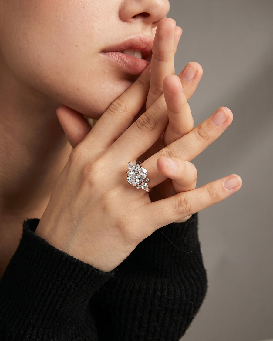 Isadora Oval Moissanite Three-Stone Ring