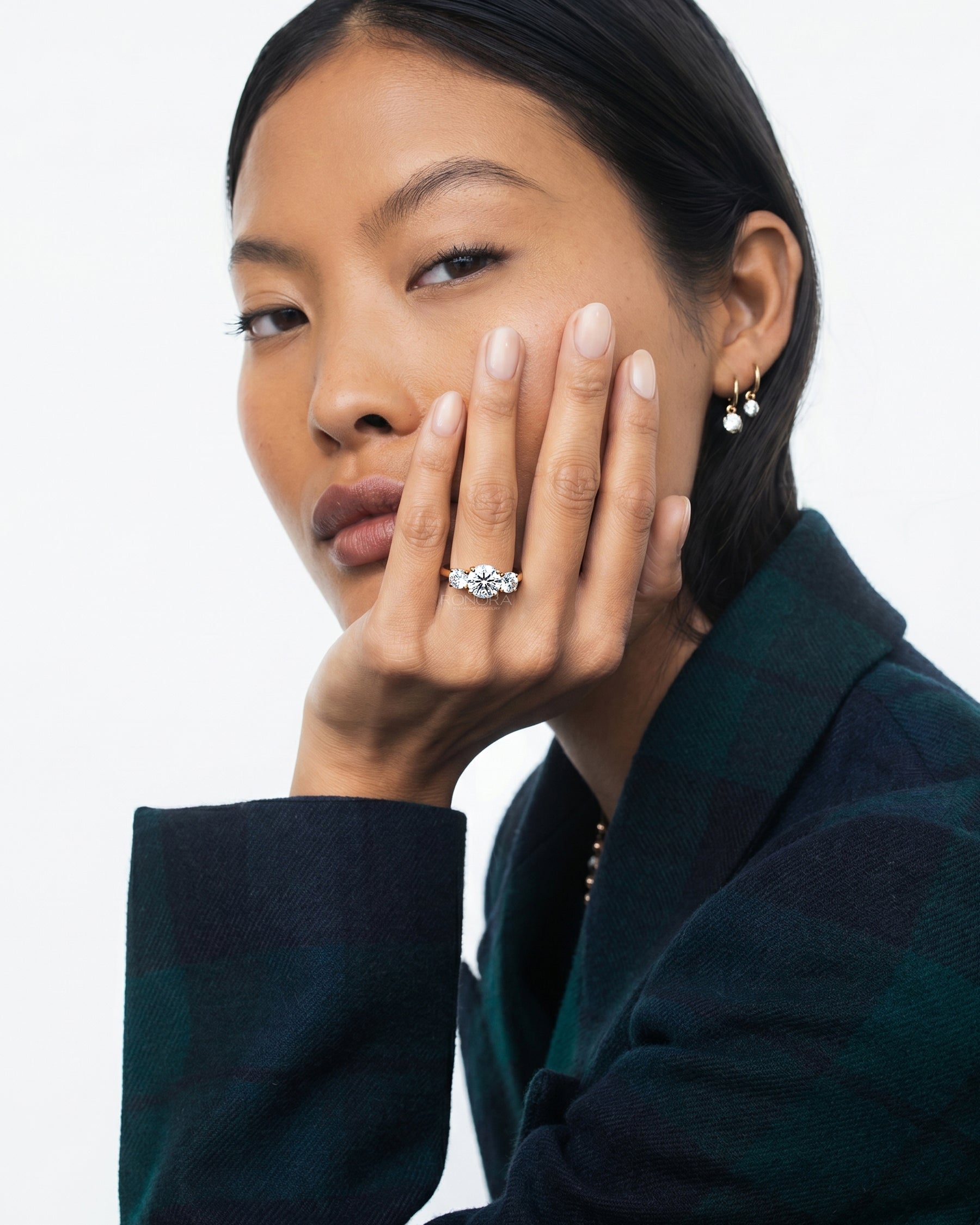 Madeleine Round Lab Grown Diamond Three-Stone Ring