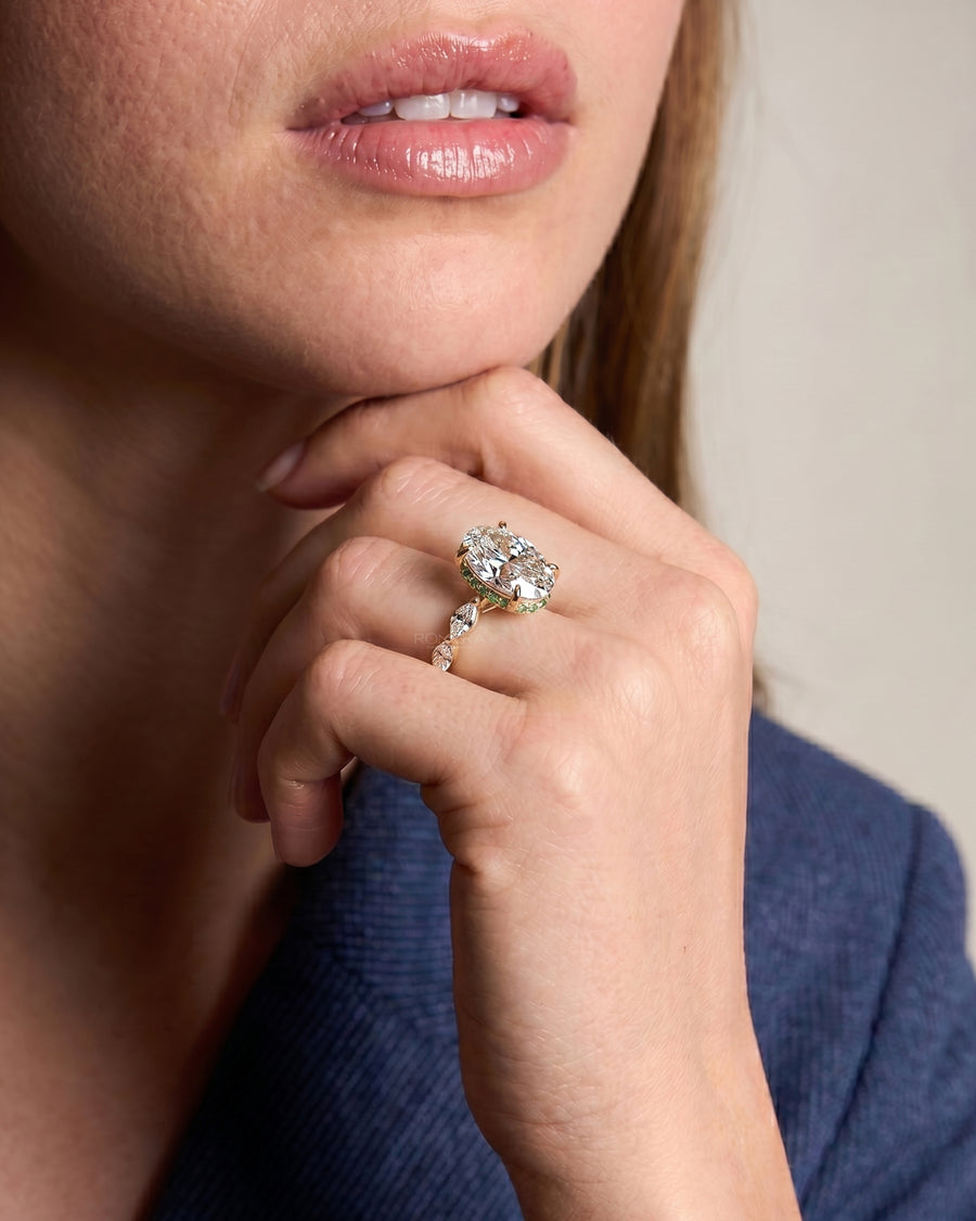 Alessia Oval Marquise Lab Grown Diamond Three-Stone Ring