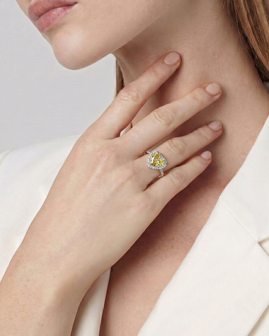 Aurielle Yellow Heart Lab Grown Diamond Halo Ring