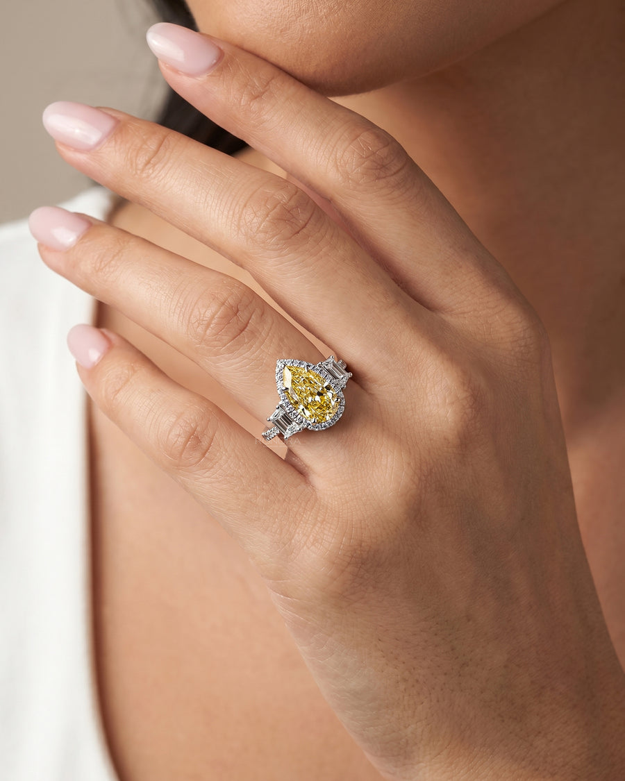 Marisol Yellow Pear Lab Grown Diamond Halo Ring