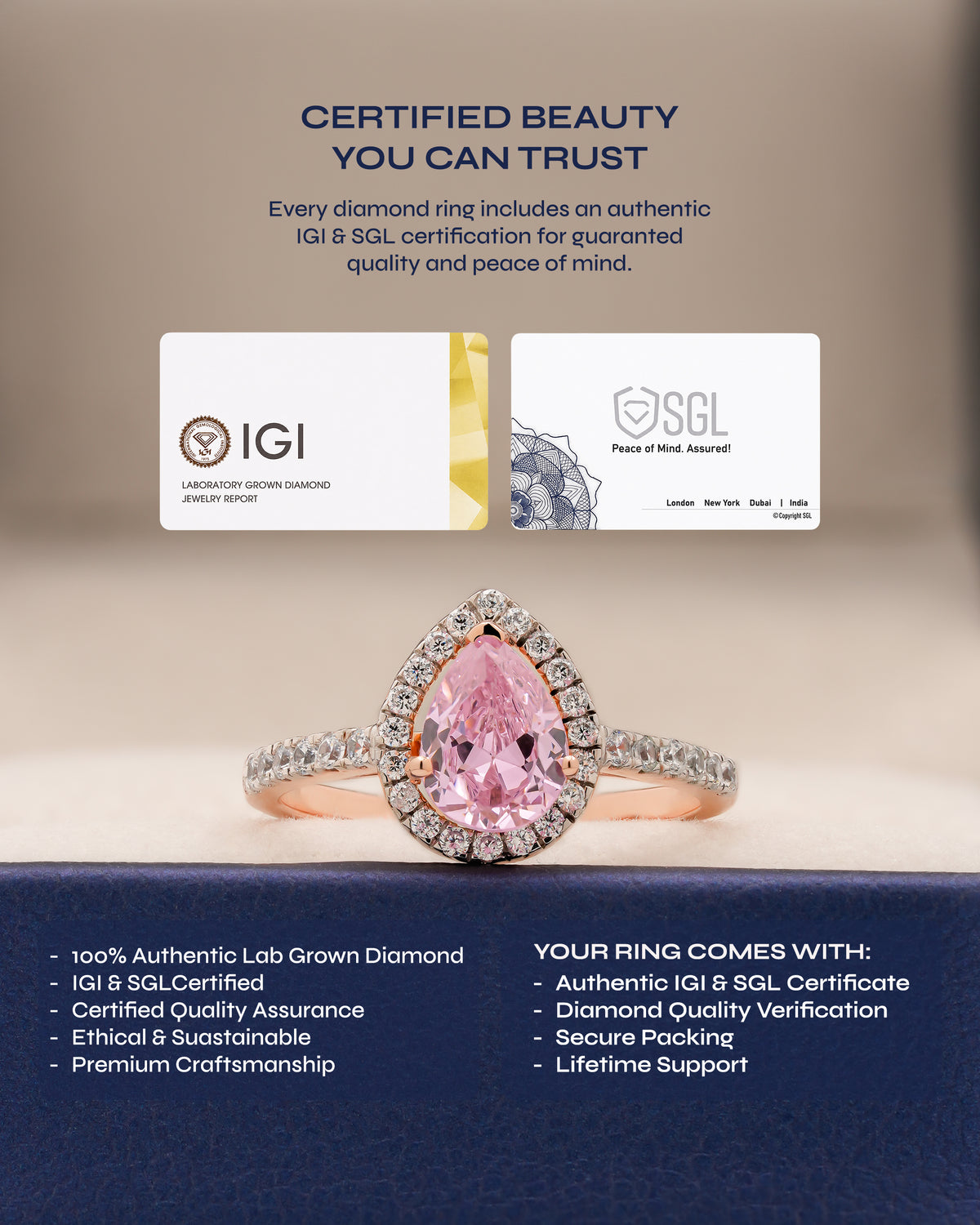 Pink Pear Moissanite Halo Ring | Engagement