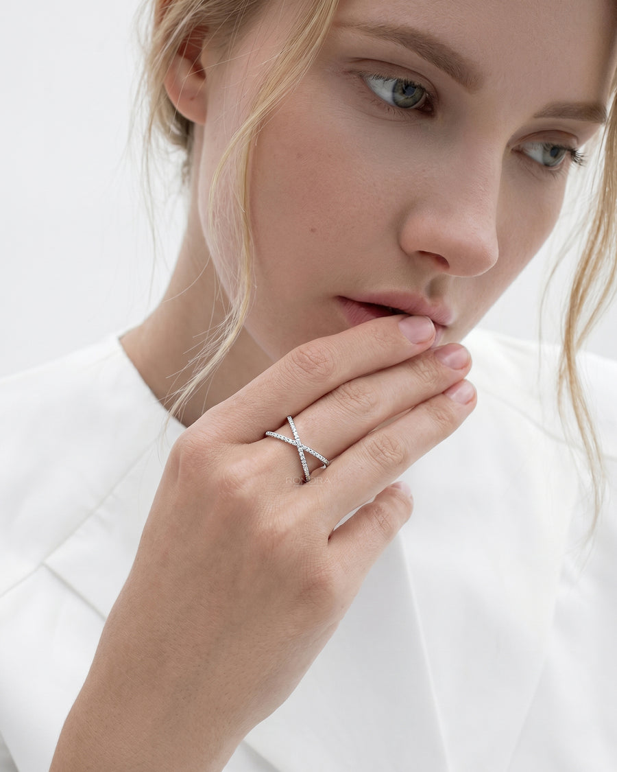 Aurelia White Lab Grown Diamond Crossover Ring