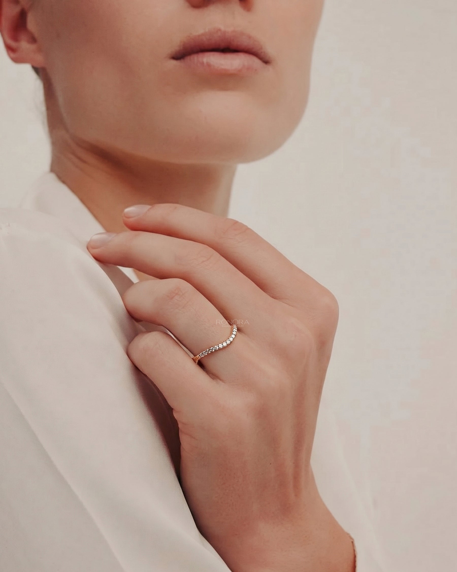 Solenne Curved Lab Grown Diamond Pavé Band