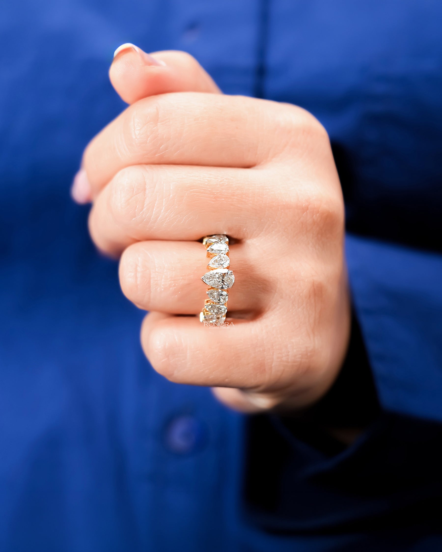 Amelie Pear Lab Grown Diamond Five-Stone Band