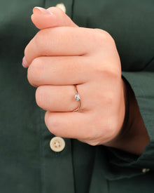 round lab grown diamond solitaire ring worn on hand in rose gold