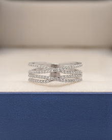 Seraphine four-band lab grown diamond pavé crossover ring in white metal