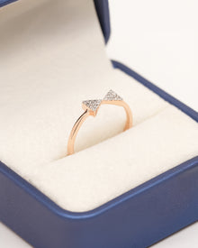 Arielle pavé bow lab grown diamond ring in rose gold inside Ronora box
