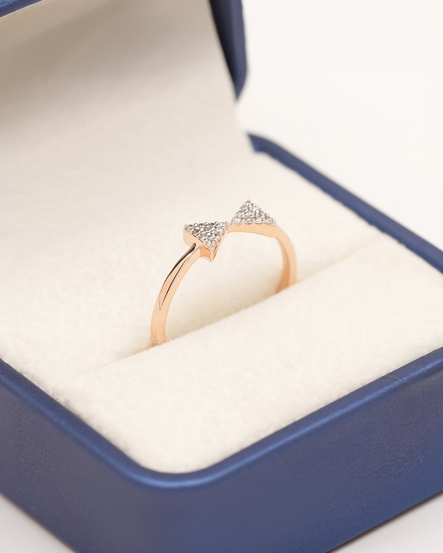 Arielle pavé bow lab grown diamond ring in rose gold inside Ronora box