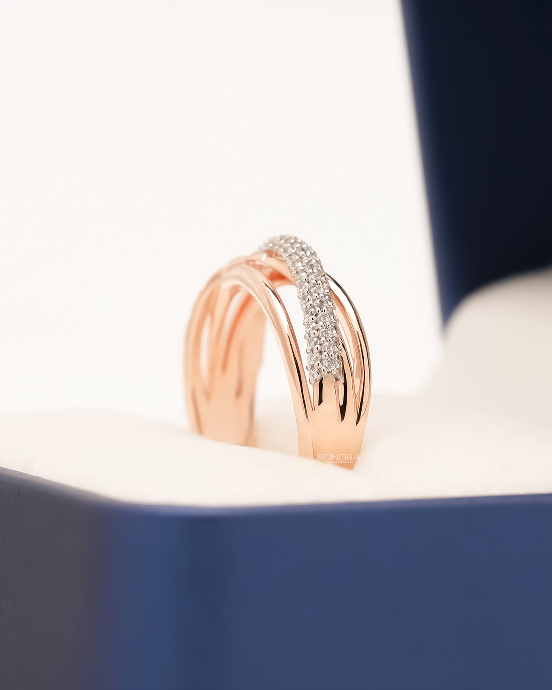 Side profile of multi-row lab grown diamond pavé band showing layered pavé setting