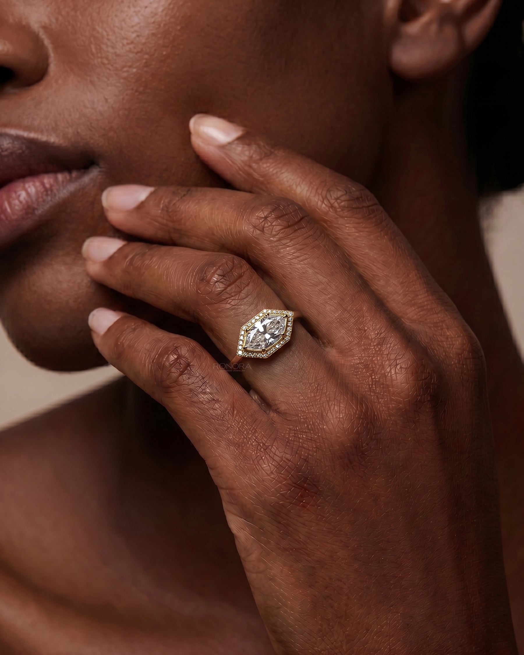 Marcelline Marquise Lab Grown Diamond Halo Ring