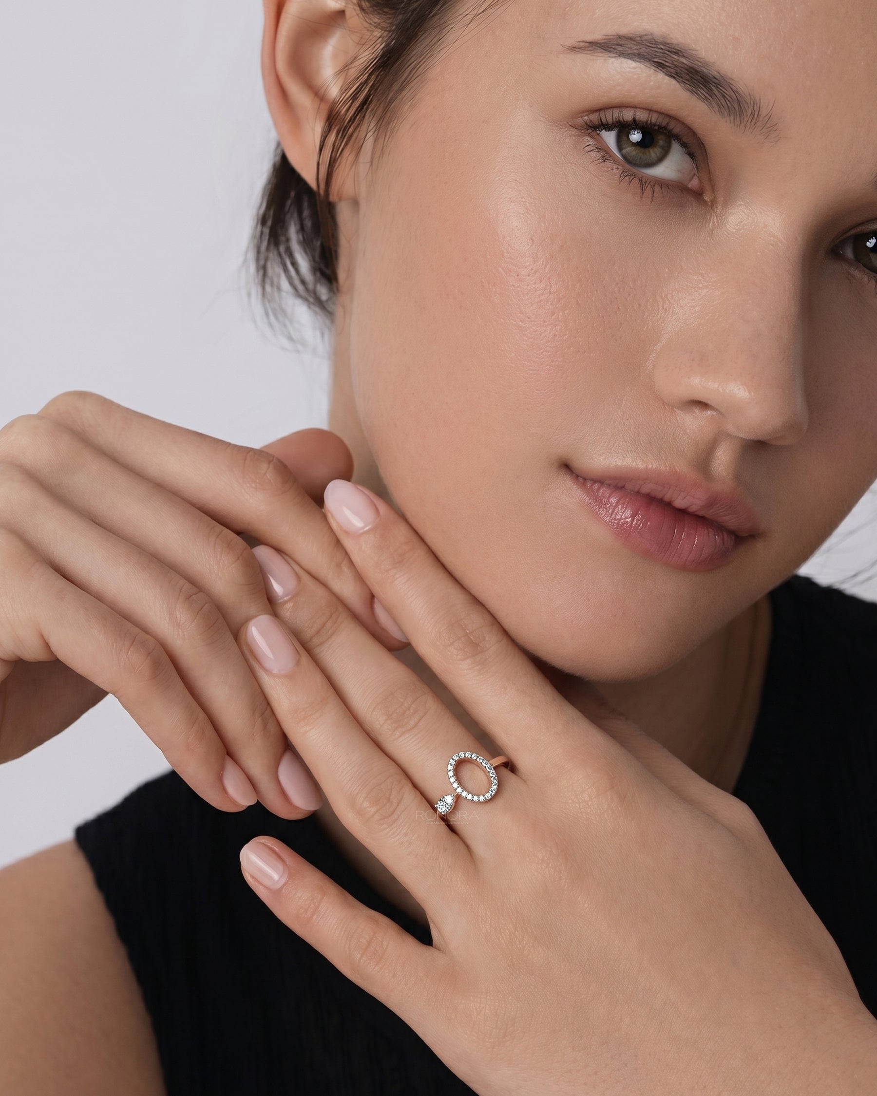 Sabine Round Lab Grown Diamond Open Halo Ring