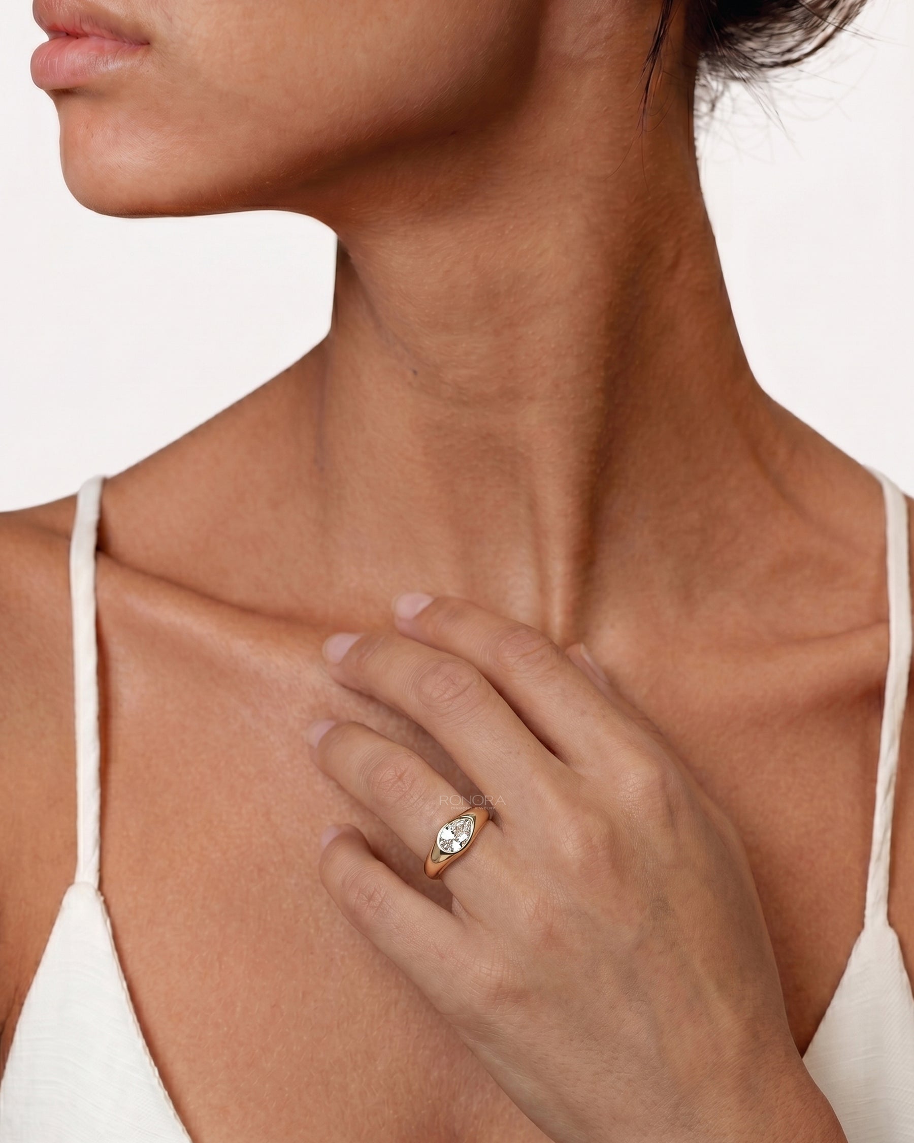 Mabelle Pear Lab Grown Diamond Bezel Ring