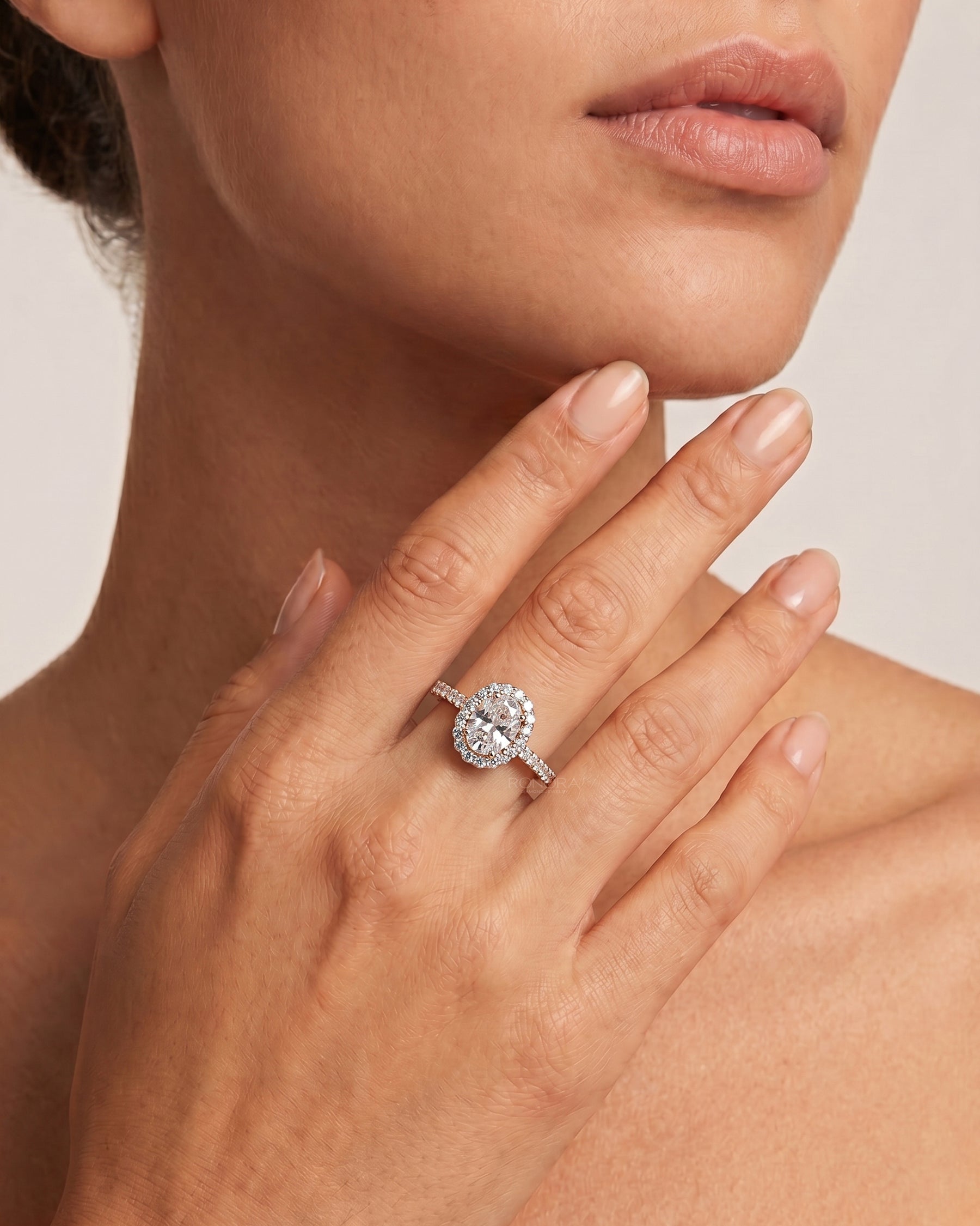Lucienne Oval Moissanite Halo Ring