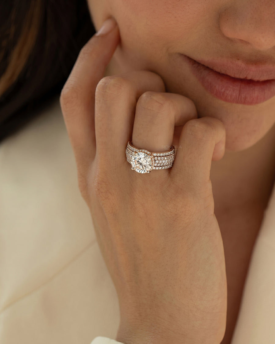 Adeline Round Moissanite Pave Ring