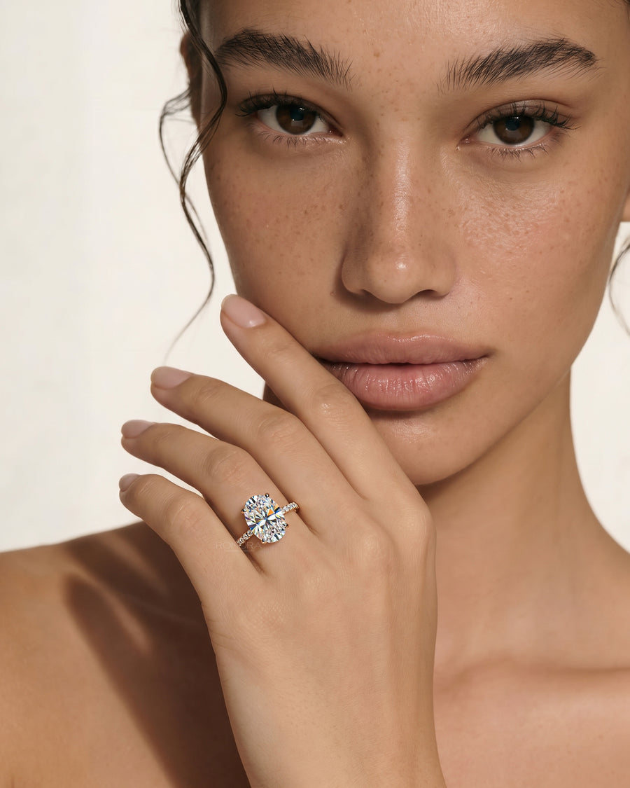 Mireya Oval Moissanite Pave Ring