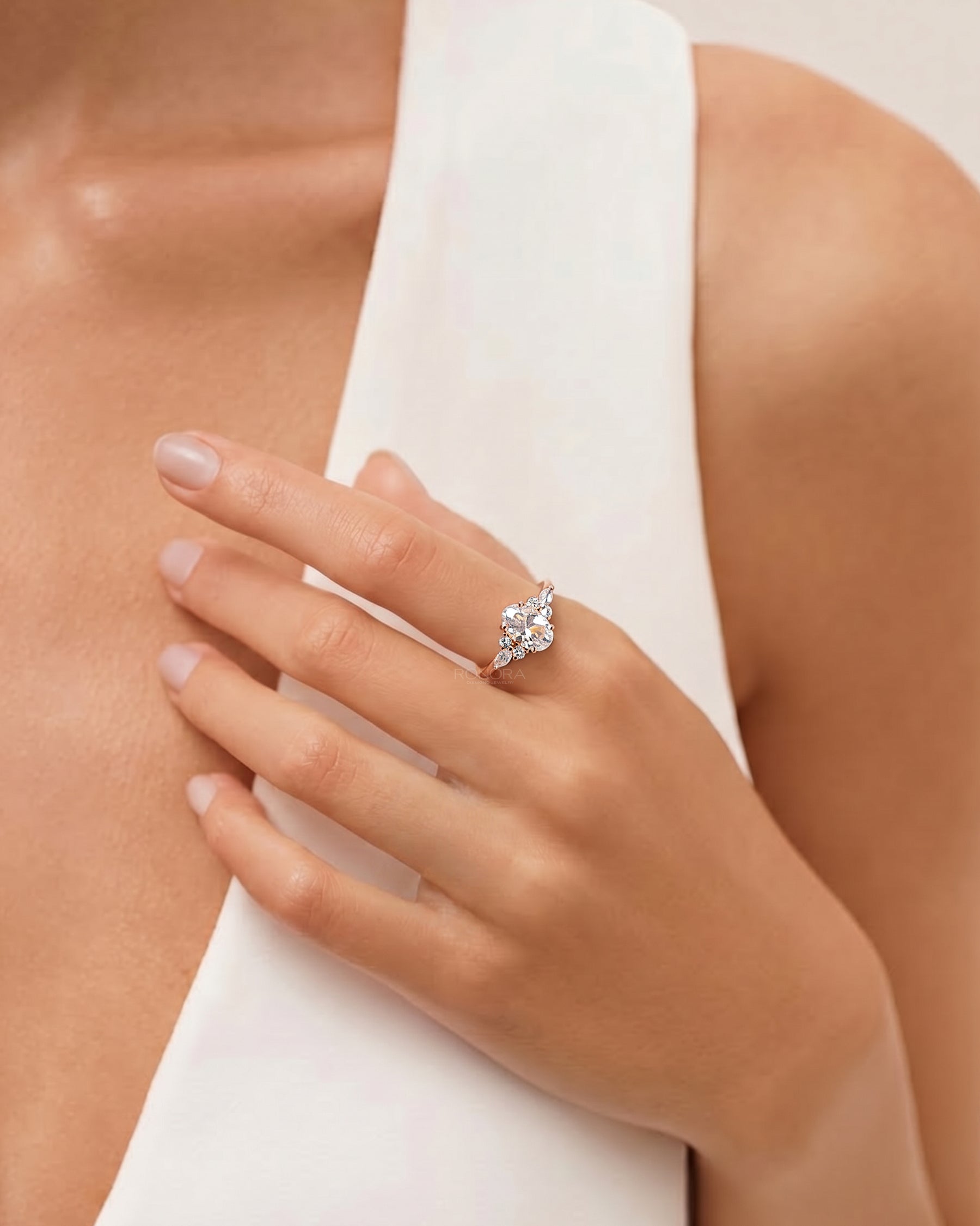 Lisette Oval Pear Moissanite Cluster Ring