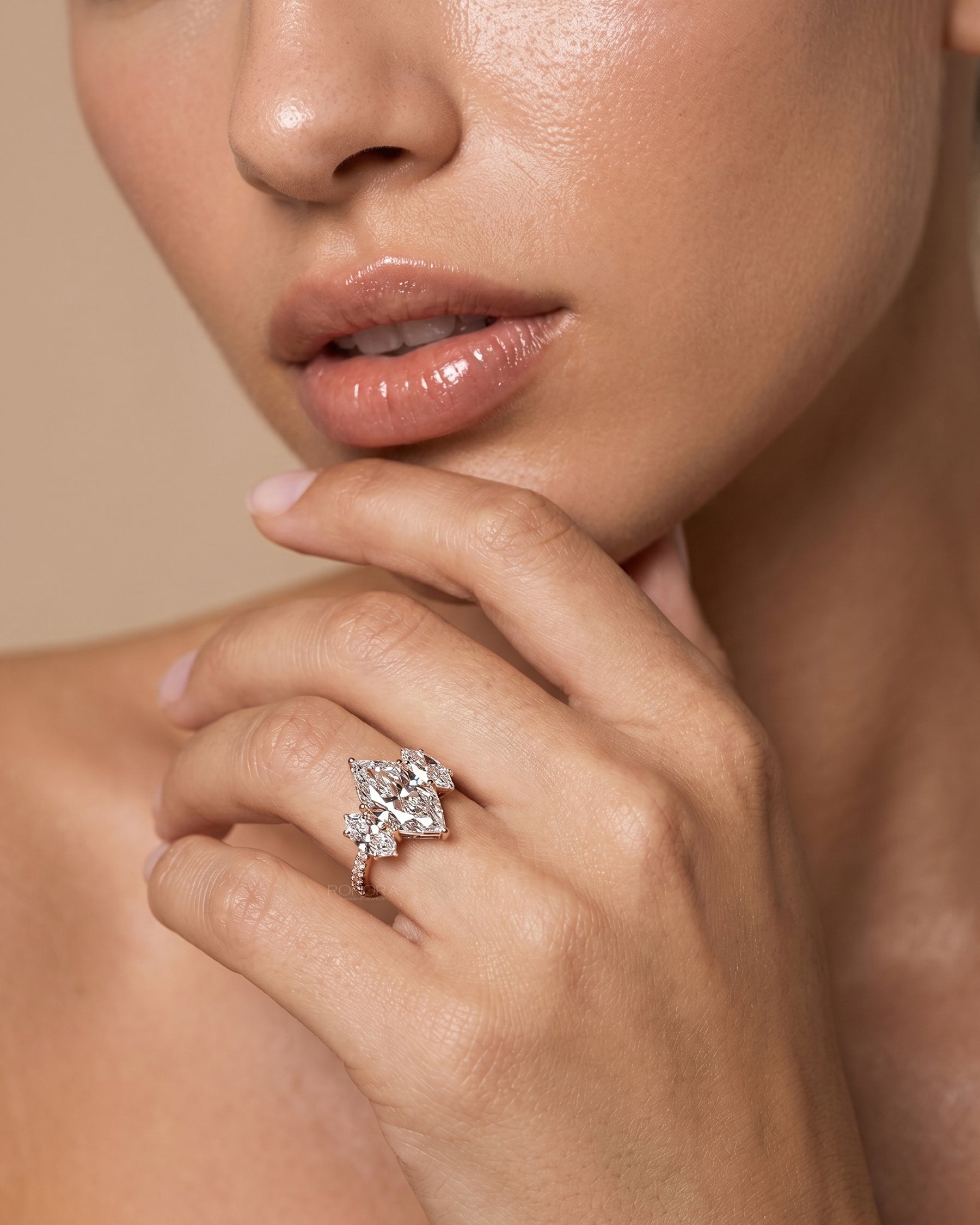 Cassandra Marquise Lab Grown Diamond Three-Stone Ring