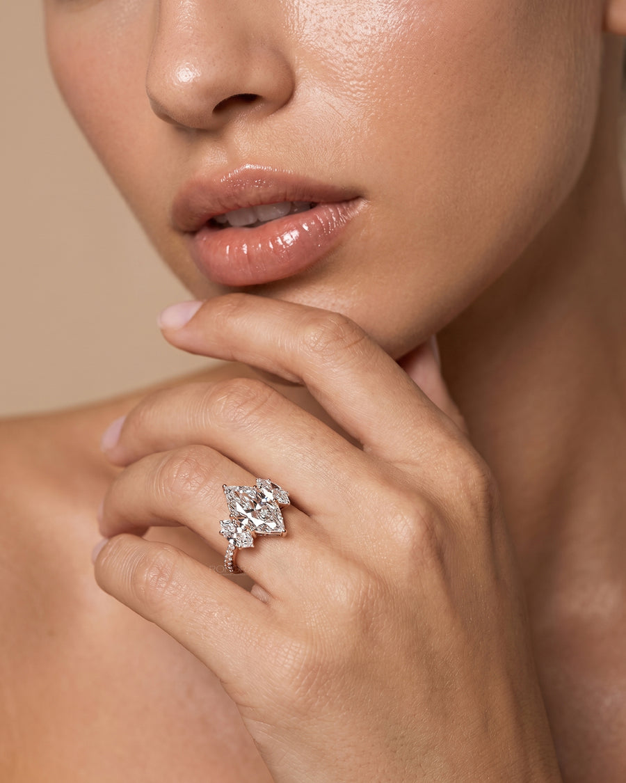Cassandra Marquise Lab Grown Diamond Three-Stone Ring