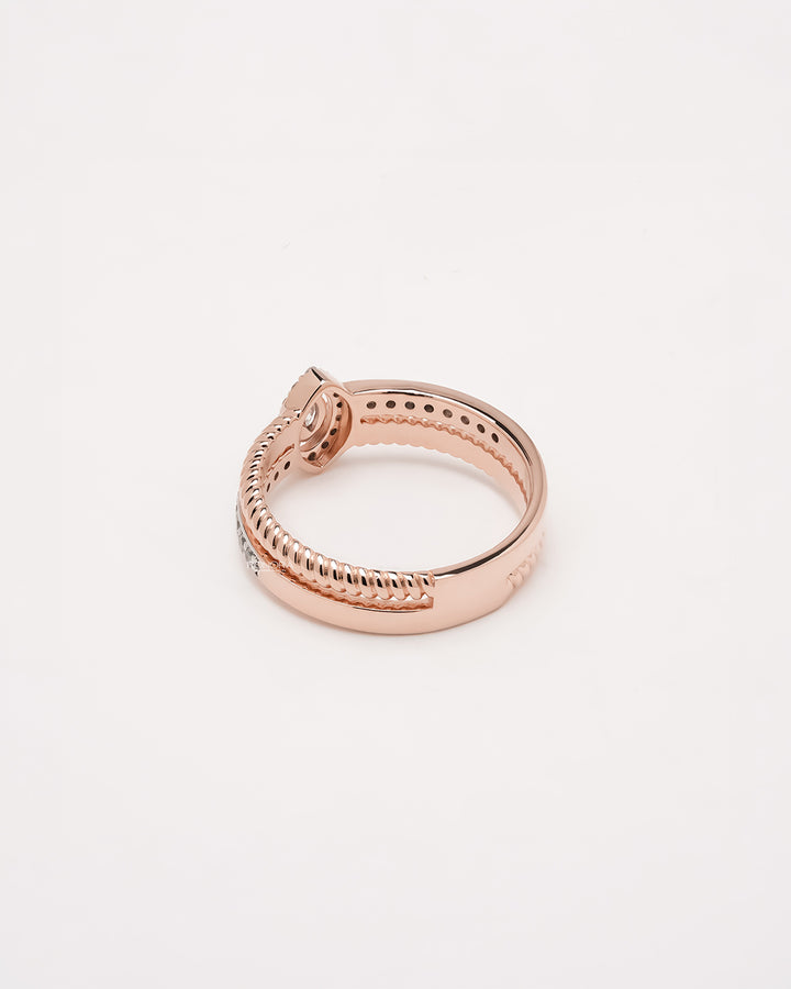 Back view of marquise double pave lab grown diamond ring showing gallery