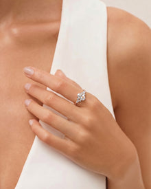 Ronora Lisette Oval Pear Moissanite Cluster Ring worn on hand