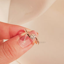 Close-up video of round lab grown diamond bypass ring in rose gold
