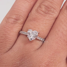 Close-up video of heart moissanite pave ring in rose gold
