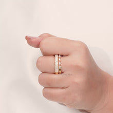 Close-up video of wide lab grown diamond pavé band in yellow gold