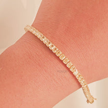 Video of radiant yellow lab grown diamond tennis bracelet on wrist