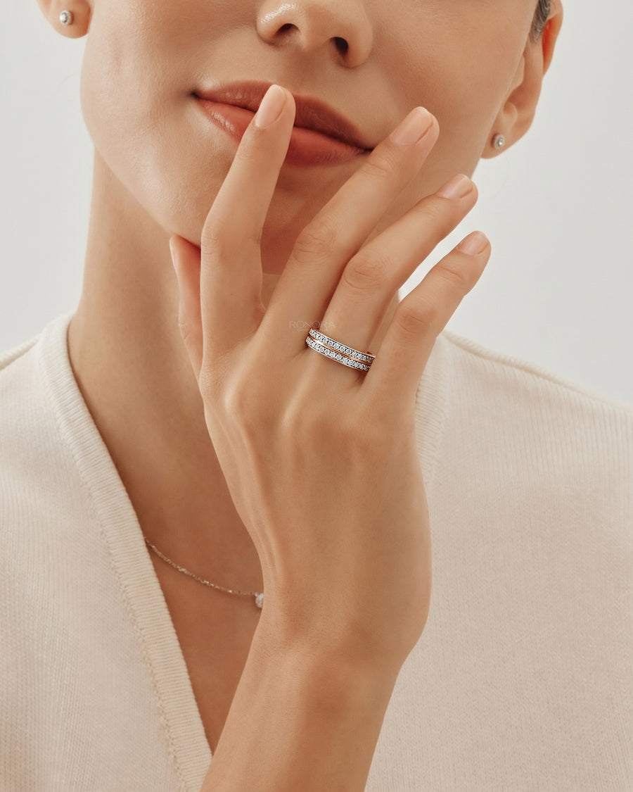 Renelle Double-Row Lab Grown Diamond Pavé Band