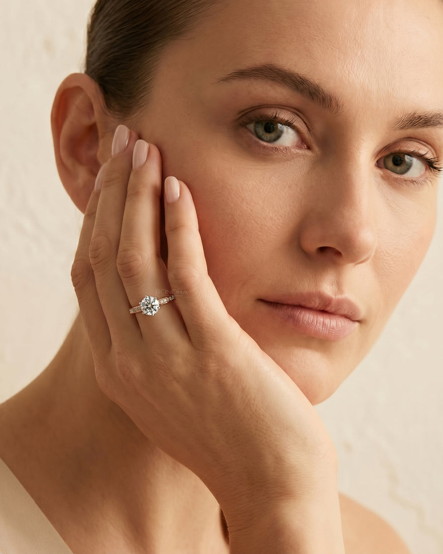 Serena Round Moissanite Pave Ring