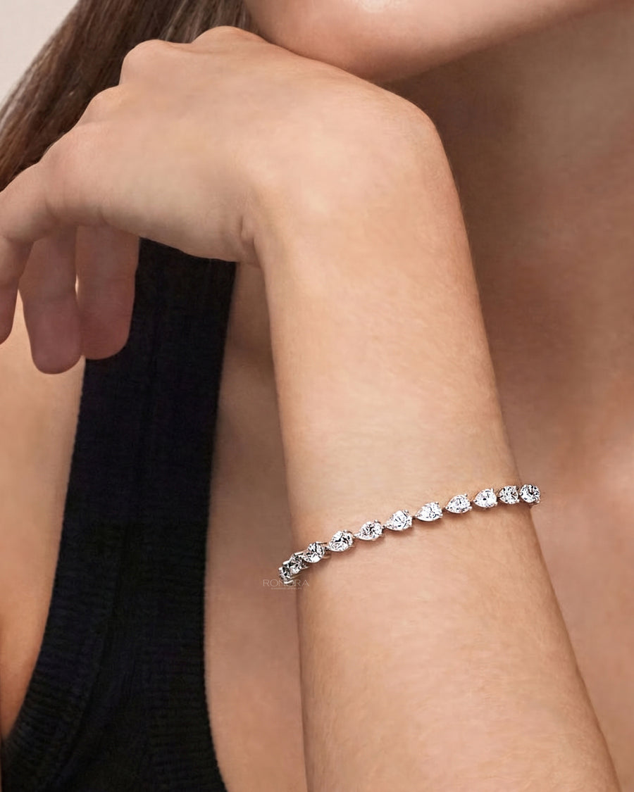 Caliane Pear Lab Grown Diamond Tennis Bracelet