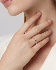 Ronora Amara Minimal Round Lab Grown Diamond Solitaire Ring worn on hand
